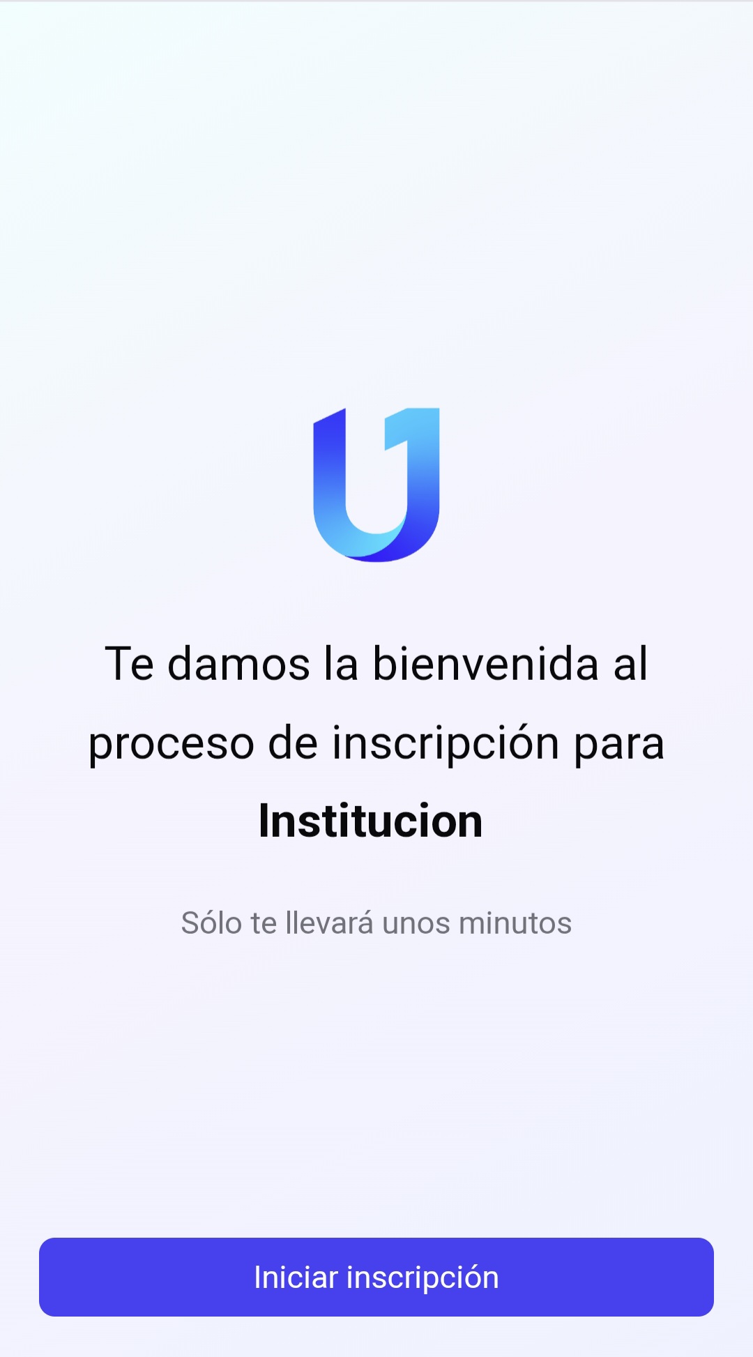 Pantalla de inicio de inscripción