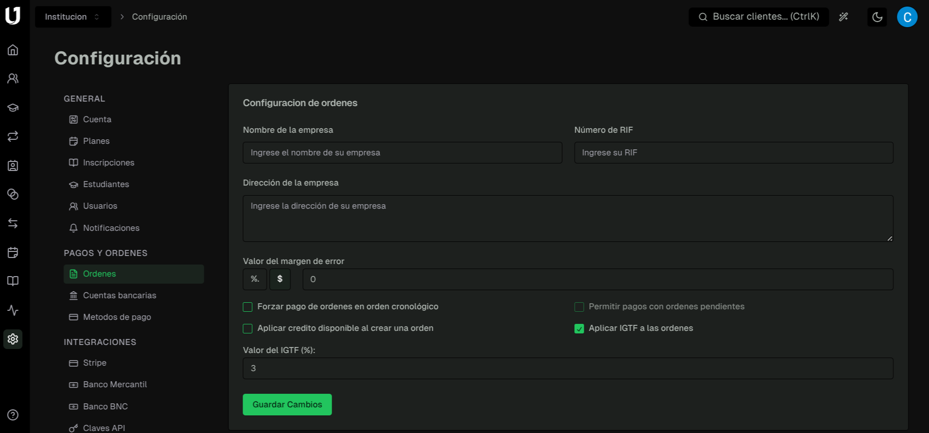 Métodos de pago disponibles